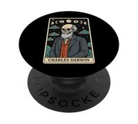 Carte de Tarot Squelette sur la théorie de l'évolution de Charles Darwin Witchy PopSockets PopGrip Adhésif