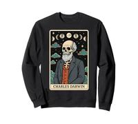 Carte de Tarot Squelette sur la théorie de l'évolution de Charles Darwin Witchy Sweatshirt