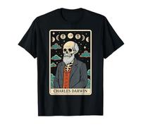 Carte de Tarot Squelette sur la théorie de l'évolution de Charles Darwin Witchy T-Shirt