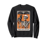 Carte de Tarot The Cat Lover - Chat Noir et Squelette Halloween Sweatshirt