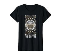 Carte de Tarot The Coffee Drinker Reading Occulte Dark Magic T-Shirt Graphique avec Valeur, Femme, Noir, XL