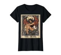 Carte de Tarot The Devil Female T-Shirt Graphique avec Valeur, Femme, Noir, S