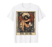 Carte de Tarot The Devil Female T-Shirt Graphique avec Valeur, Homme, Blanc, M