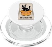 Carte de Tarot The Hermit Mystic Cat in Box Funny Cat PopSockets PopGrip pour MagSafe
