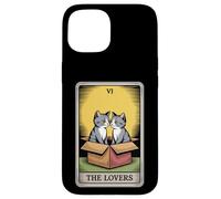 Carte de Tarot The Lovers Cats Cuddling Funny Cat Coque pour iPhone 15