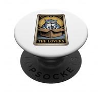 Carte de Tarot The Lovers Cats Cuddling Funny Cat PopSockets PopGrip Adhésif