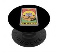 Carte de Tarot The Lovers Cats Cuddling Funny Cat PopSockets PopGrip Adhésif