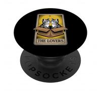 Carte de Tarot The Lovers Cats Cuddling Funny Cat PopSockets PopGrip Adhésif
