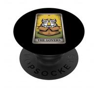 Carte de Tarot The Lovers Cats Cuddling Funny Cat PopSockets PopGrip Adhésif