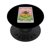 Carte de Tarot The Lovers Cats Cuddling Funny Cat PopSockets PopGrip Adhésif