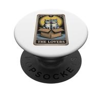 Carte de Tarot The Lovers Cats Cuddling Funny Cat PopSockets PopGrip Adhésif