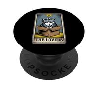 Carte de Tarot The Lovers Cats Cuddling Funny Cat PopSockets PopGrip Adhésif