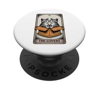 Carte de Tarot The Lovers Cats Cuddling Funny Cat PopSockets PopGrip Adhésif