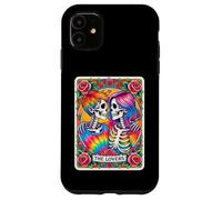 Carte de Tarot tie Dye The Lovers Goth Skeletons Lesbian Kissing Coque pour iPhone 11