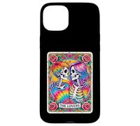 Carte de Tarot tie Dye The Lovers Goth Skeletons Lesbian Kissing Coque pour iPhone 15 Plus
