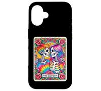 Carte de Tarot tie Dye The Lovers Goth Skeletons Lesbian Kissing Coque pour iPhone 16
