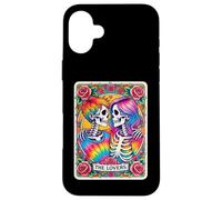 Carte de Tarot tie Dye The Lovers Goth Skeletons Lesbian Kissing Coque pour iPhone 16 Plus