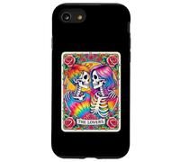Carte de Tarot tie Dye The Lovers Goth Skeletons Lesbian Kissing Coque pour iPhone SE (2020) / 7/8