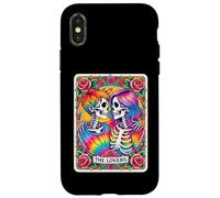 Carte de Tarot tie Dye The Lovers Goth Skeletons Lesbian Kissing Coque pour iPhone X/XS
