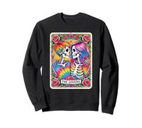 Carte de Tarot tie Dye The Lovers Goth Skeletons Lesbian Kissing Sweatshirt