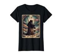 Carte de Tarot Vieilli Grunge Worn Out Style The Hermit T-Shirt Graphique avec Valeur, Femme, Noir, L