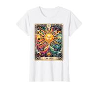 Carte de Tarot Vieilli Grunge Worn Out Style The Sun T-Shirt Graphique avec Valeur