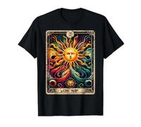 Carte de Tarot Vieilli Grunge Worn Out Style The Sun T-Shirt Graphique avec Valeur