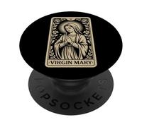 Carte de Tarot Vierge Marie - Foi chrétienne Vintage PopSockets PopGrip Adhésif