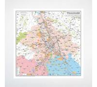 Carte de Toulouse et son Agglomération - Poster Plastifié 100x100cm