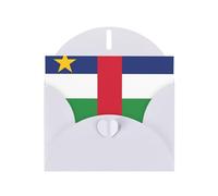 Carte de vacances horizontale avec enveloppe blanche en forme de cœur et écrire divers vœux de vacances avec drapeau de l'Afrique centrale