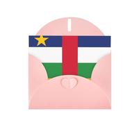 Carte de vacances horizontale avec enveloppe en forme de cœur rose et écrire divers vœux de vacances avec drapeau de l'Afrique centrale