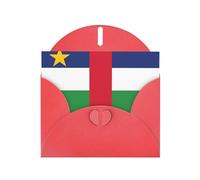 Carte de vacances horizontale avec enveloppe en forme de cœur rouge et écrire divers vœux de vacances avec drapeau de l'Afrique centrale