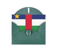 Carte de vacances horizontale avec enveloppe en forme de cœur vert foncé et écrire divers vœux de vacances avec drapeau de l'Afrique centrale