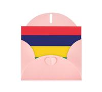 Carte de vacances horizontale Drapeau de l'île Maurice avec enveloppe rose en forme de cœur et écrire divers vœux de vacances