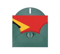 Carte de vacances horizontale République démocratique du Timor-Leste avec enveloppe en forme de cœur vert foncé et écrire divers vœux de vacances