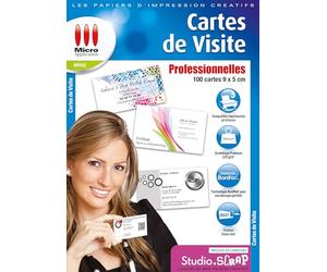 Carte de Visite Personnalisée - Carte de visite blanche - Carte de visite à imprimer - Carte de visite Personnalisable - 100 Cartes Visites Professionnelles Vierges 9x5 cm- Papier Cartonné 220g/m²