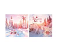 Carte De Voeux - 5 Cartes Bonne Annee Paysages Enneiges Soleil Couchant