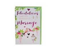 Carte De Voeux - Anniversaire De Mariage - Fleurs Oiseaux Rouge Rose