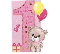 Carte De Voeux - Anniversaire - Que c'est merveilleux : à présent tu as 1 An