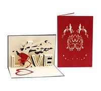 Carte de voeux créative faite à la main Carte de bénédiction Arbre d'amour Carte de message en papier (Red, One Size)