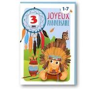 Carte De Voeux Enfant - Anniversaire Age de 1 à 7 ans - Indien Attrape-Rêve Bleu Bleu