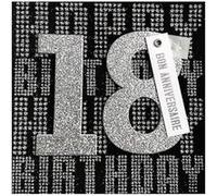 Carte De Voeux Glamour - Anniversaire - 18 Ans Noir Argenté