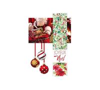 Carte De Voeux - Joyeux Noel Decor Gaufre Paillette