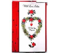 Carte de voeux "With Love Sister To Wish You Happiness" - Carton SG32956 (Taille unique) (Blanc/Rouge)