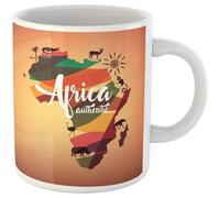 Carte De Voyage De L'Afrique : Symbole Des Animaux Sauvages Du Continent Tasse À Thé Céramique Mug Durable Tasse À Café Idée Cadeau Pour Pâques Noël Collègue 330Ml