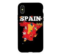Carte de Voyage Espagne Drapeau de l'Espagne Souvenir Vacances Coque pour iPhone X/XS