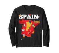 Carte de Voyage Espagne Drapeau de l'Espagne Souvenir Vacances Manche Longue