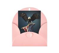 Carte de vœux 3D Aigle à tête blanche volant avec drapeau américain avec boucle d'amour verticale en papier perlé avec enveloppes pour amis, famille