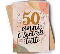 Carte de vœux 50 ans homme - 50 ans anniversaire femme - cadeau femme, homme - cartes de vœux drôles pour maman, papa, grand-père, grand-mère, pour lui, elle - cadeaux 50 mignons - EU 212