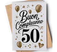Carte de vœux 50 ans homme - 50 ans anniversaire femme - cadeau femme, homme - cartes de vœux drôles pour maman, papa, grand-père, grand-mère, pour lui, elle - cadeaux 50 mignons - EU 139